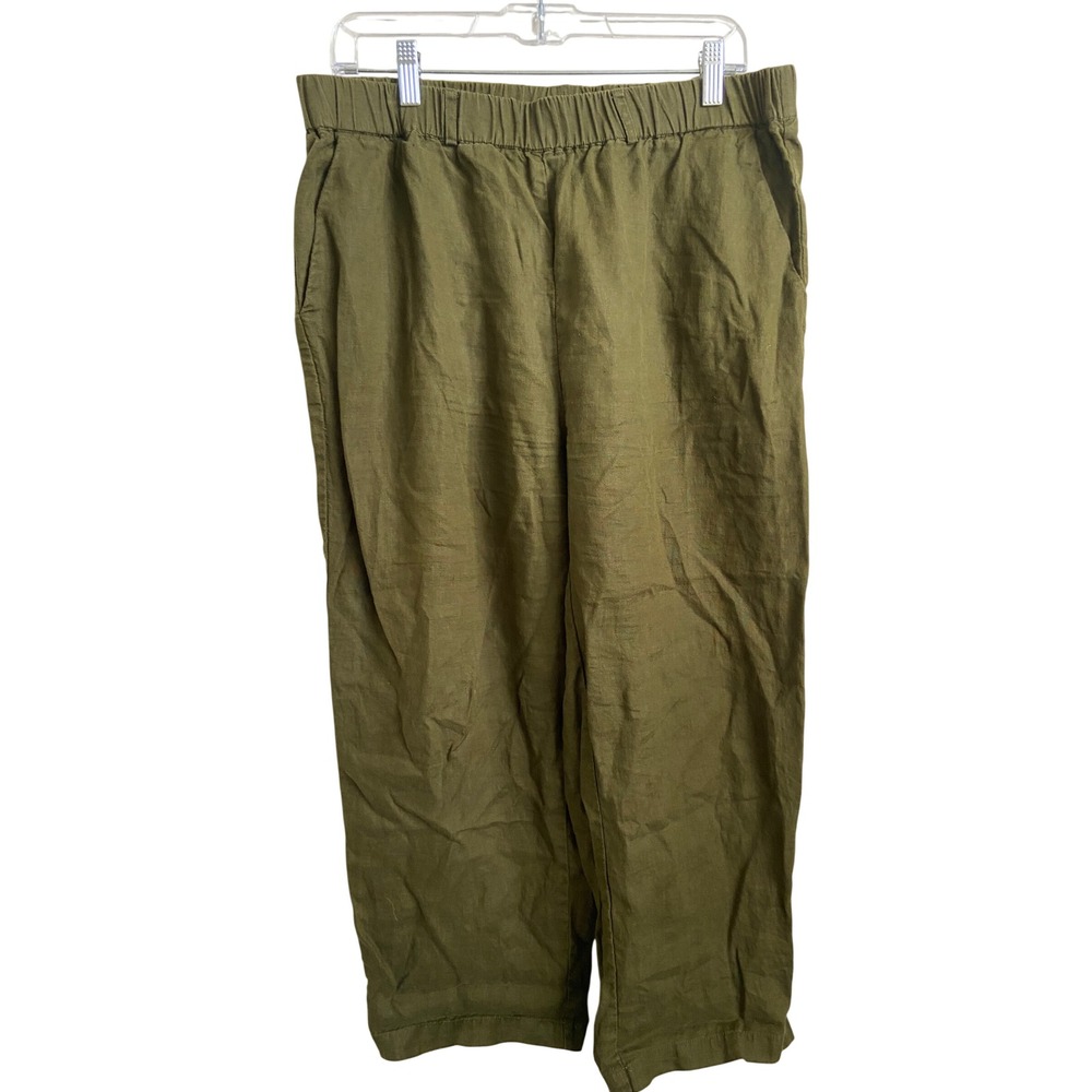 Quince 100% European Linen Pants Martini Olive Green Large